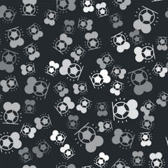 Grey Soccer football ball icon isolated seamless pattern on black background. Sport equipment. Vector
