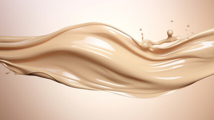 Beige viscous liquid. Skin care beige cosmetic cream - obrazy, fototapety, plakaty