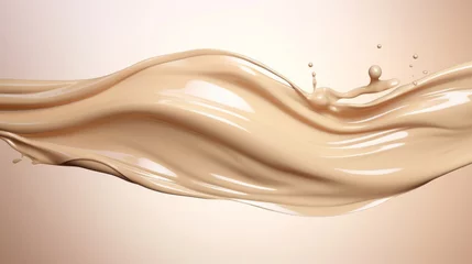 Fotobehang Beige viscous liquid. Skin care beige cosmetic cream © Vladimir