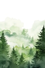 Fototapeta premium Simple watercolor green forest