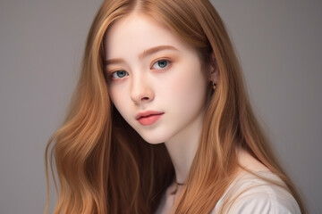 Naklejka premium Woman with long red hair is posing for picture. This image can be used for various purposes, such as fashion, beauty, or lifestyle-related projects