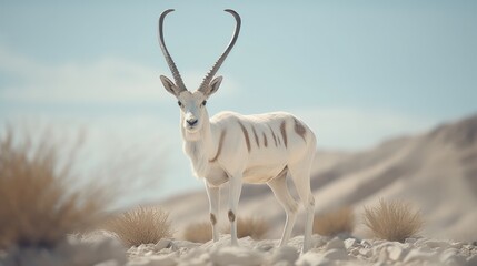 Naklejka na ściany i meble Sleek and Majestic Addax Antelope Roaming the Sahara Desert