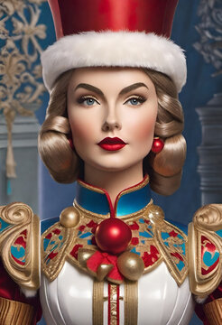 Blonde nutcracker in full London military atire