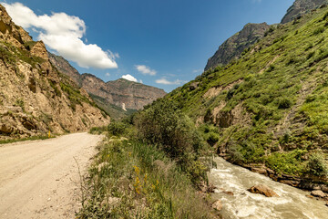Chegem gorge on a sunny summer day. Caucasus. Kabardino-Balkaria.
