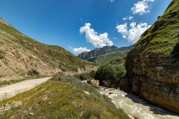 Chegem gorge on a sunny summer day. Caucasus. Kabardino-Balkaria.