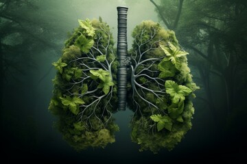 Green lungs of earth. Green forest plant. Generate Ai - obrazy, fototapety, plakaty