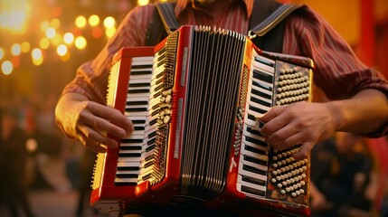 a person playing an accordion - obrazy, fototapety, plakaty
