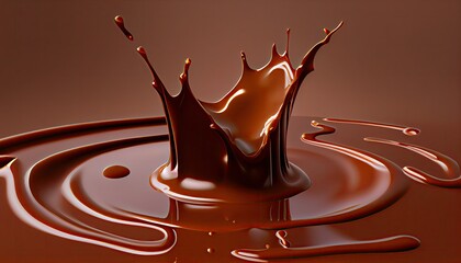 chocolate splash isolated ripple 3d render food dessert insect drink background pouring liquid...