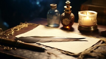 Fototapeta na wymiar a pen and a book on a table
