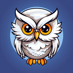 An angry white owl with orange eyes logo vector illustration