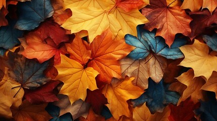 Naklejka na ściany i meble a pile of colorful leaves