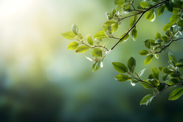 Fototapeta na wymiar Spring green background with leaves