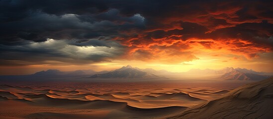 From an aerial perspective, high above the desert, a breathtaking view unfolds before the viewer,...