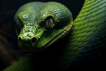 Green snake. Exotic reptile viper. Generate Ai