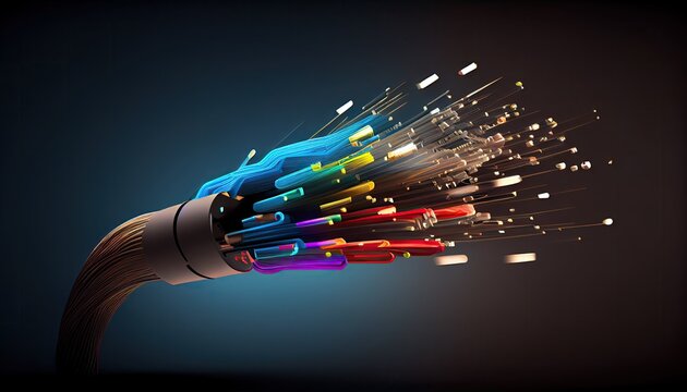 fiber optic technology concept background 3d render cable light motion science information futuristic global connection datum network movement tech traffic development stream