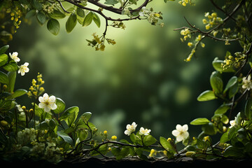 Obraz na płótnie Canvas Spring green background with leaves