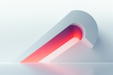 3d render of Abstract Crimson Fold: Curved Form in a Pastel Void