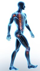 3D human man anatomy with articular pain - obrazy, fototapety, plakaty