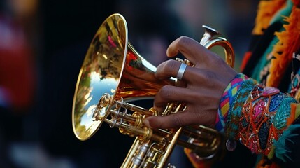 a person playing a trumpet - obrazy, fototapety, plakaty