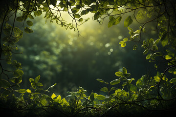 Spring green background with leaves