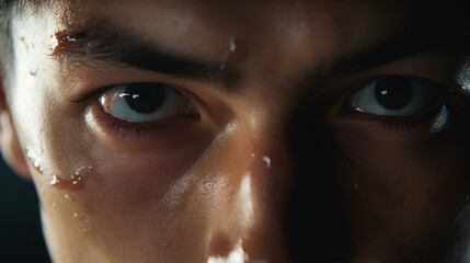 a close up of a man's eyes