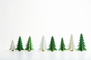 Christmas tree in paper style on white background