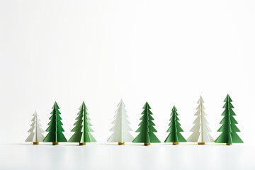 Obraz premium Christmas tree in paper style on white background