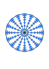 rosette mit 16 strahlen aus bluem rautenmuster, modernes abstraktes design, 3D,