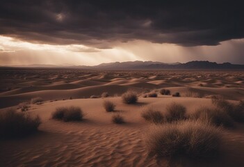 Stormy sky over the desert landscape background High quality photo