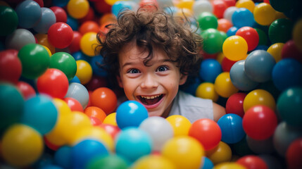 Fototapeta na wymiar Child with colored balls