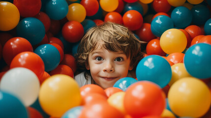 Fototapeta na wymiar Child with colored balls