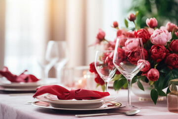 Romantic table setting for Valentine's day