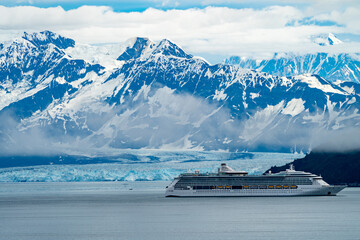 Cruise ship next to Hubbard Glacier, Alaska