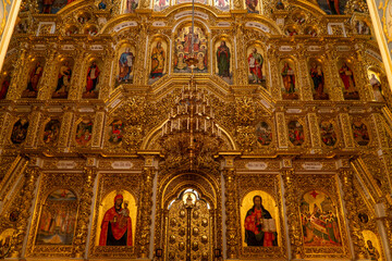 Fototapeta na wymiar Iconostasis of the Assumption Cathedral Kiev Pechersk Lavra