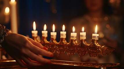 a person holding a candle - obrazy, fototapety, plakaty