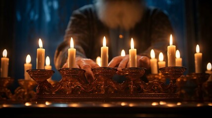 a group of candles - obrazy, fototapety, plakaty