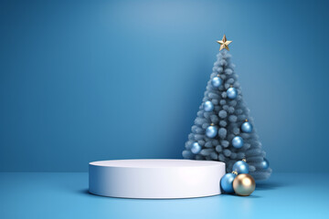 3d rendered Podium display for merry Christmas event