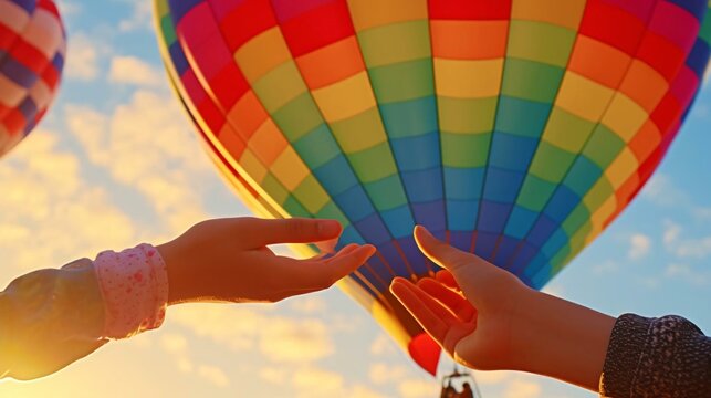 a group of people holding a colorful cube - Powered by Adobe