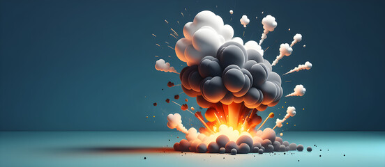 Obraz premium Little Cartoon Explosion 3D Art Graphic Banner Website Design Gift Card Background - ai generated