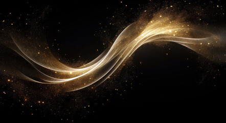 gold confetti wave with small yellow circles on a black background