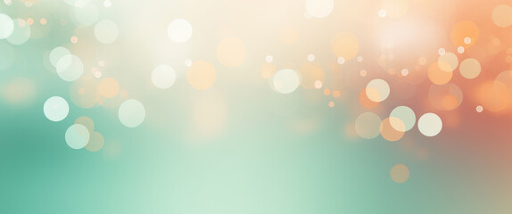 Abstract blur bokeh background. Blurred mint green, peach orange and white silver colors bokeh...