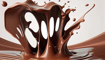 Foto op Canvas Chocolate Milk ripple splash background 3d rendering isolated liquid fresh dripped drink white paint healthy motion cream nutrient curve movement shake abstract tasty wavy confectionery dessert © akkash jpg