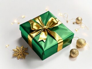 Elegant Christmas gift in green and gold tones