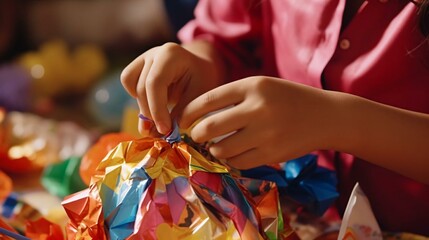 a person putting a gift bag