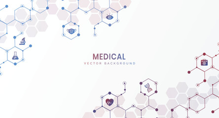 Abstract hexagonal geometric wallpaper. White background. Health care and science icon pattern medical innovation concept background vector design. 