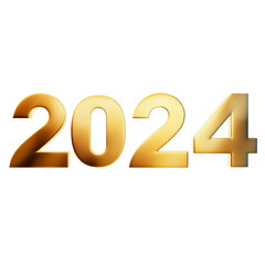 2024 new year golden figures isolated on transparent background