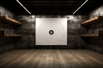 Monochromatic Gun wooden target background. Success training. Generate Ai - obrazy, fototapety, plakaty