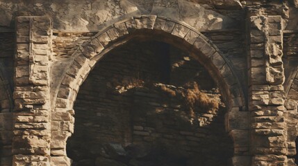 a stone archway with a hole in it