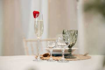 lovely and golden wedding decorations on the table