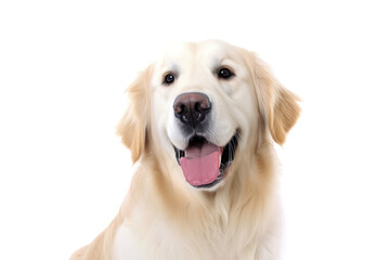 Adorable Face Of A Golden Retriever Dog Breed, Isolated On A White Background, generative ai